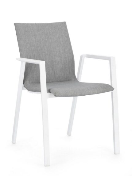 Scaun Odeon Alb/Gri Jx11 cu Cotiere