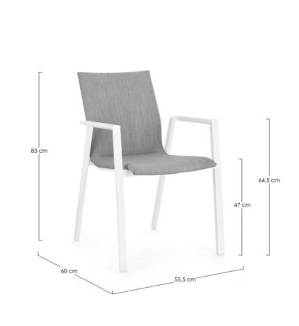 Scaun Odeon Alb/Gri Jx11 cu Cotiere