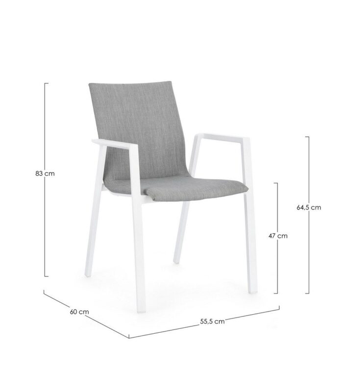 Scaun Odeon Alb/Gri Jx11 cu Cotiere