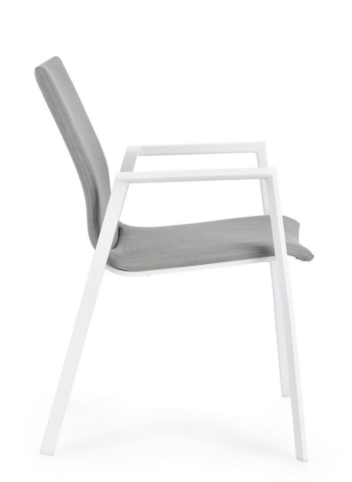 Scaun Odeon Alb/Gri Jx11 cu Cotiere