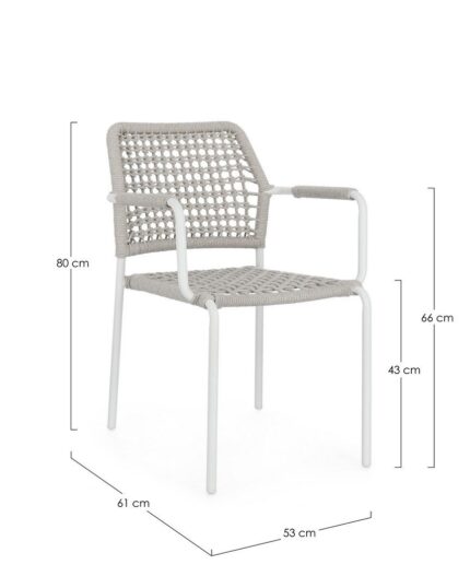 Scaun Rajada Alb Ja61 cu Cotiere