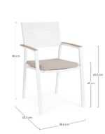 Scaun Zelmar Alb Yk11 cu Cotiere cu Pernă