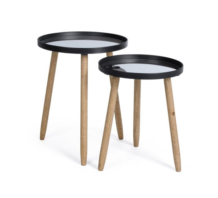 Set 2 Măsuțe De Cafea Rotunde Edvard Negru