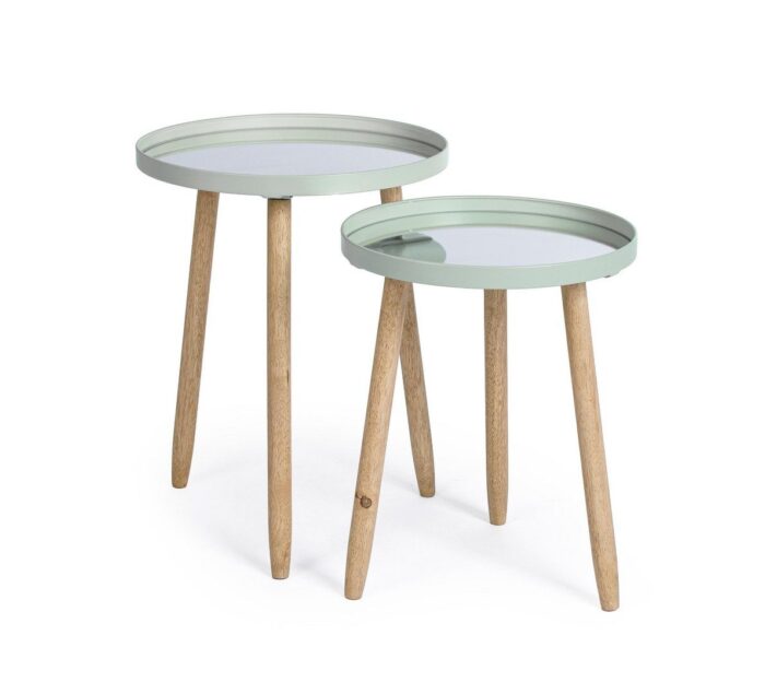 Set 2 Măsuțe De Cafea Rotunde Edvard Verde Salvie