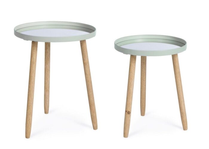 Set 2 Măsuțe De Cafea Rotunde Edvard Verde Salvie