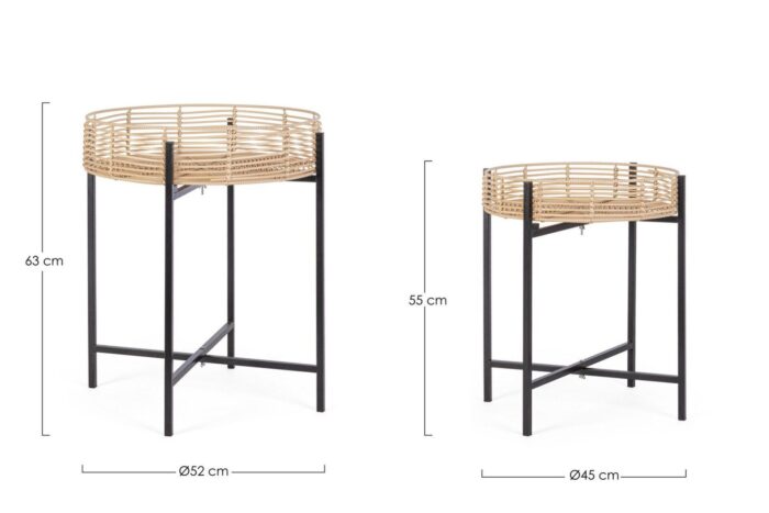 Set 2 Măsuțe De Cafea Rotunde Rendy Natur/Negru