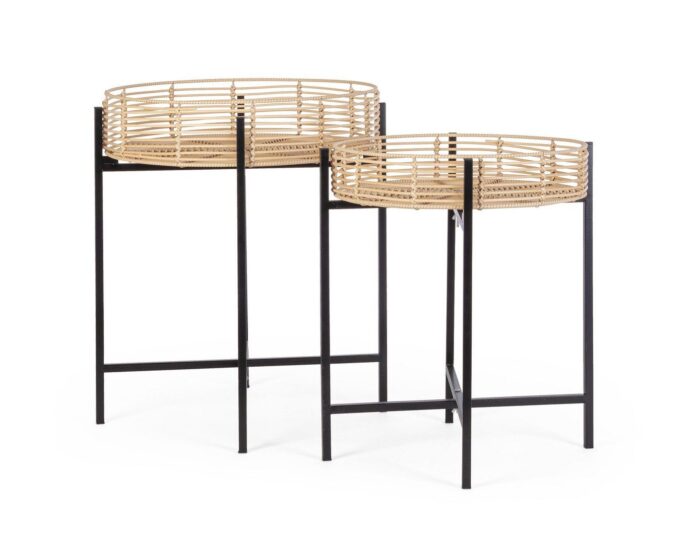 Set 2 Măsuțe De Cafea Rotunde Rendy Natur/Negru