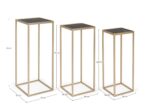 Set 3 Măsuțe De Cafea Pătrate Nucleos Auriu