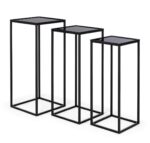 Set 3 Măsuțe De Cafea Pătrate Nucleos Negru