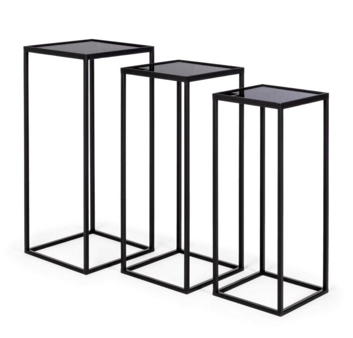 Set 3 Măsuțe De Cafea Pătrate Nucleos Negru