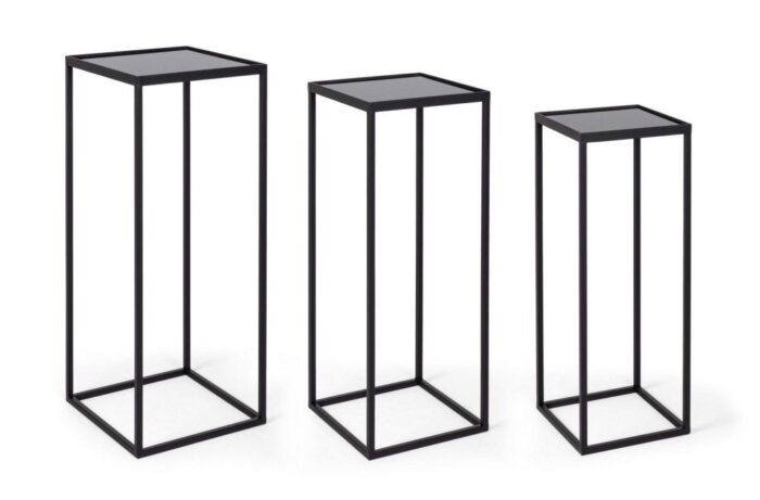 Set 3 Măsuțe De Cafea Pătrate Nucleos Negru