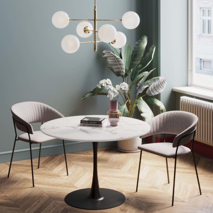 MASA SCHICKERIA MARBLE ALB NEGRU Ø110CM