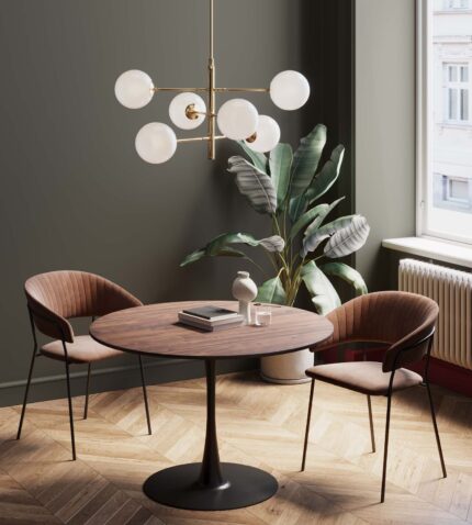MASA SCHICKERIA WALNUT PRINT NEGRU Ø110CM