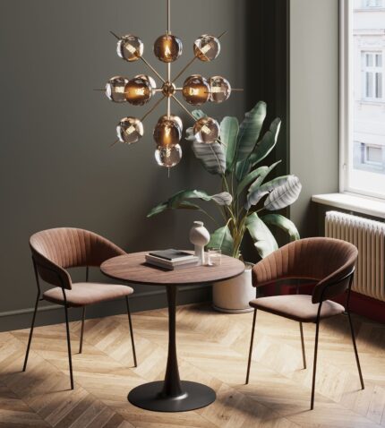 MASA SCHICKERIA WALNUT PRINT NEGRU Ø80CM