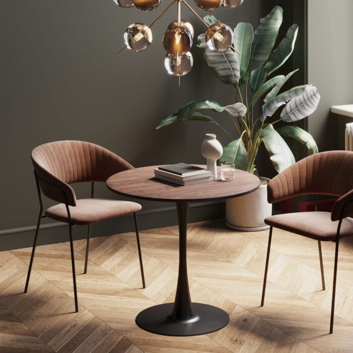 MASA SCHICKERIA WALNUT PRINT NEGRU Ø80CM