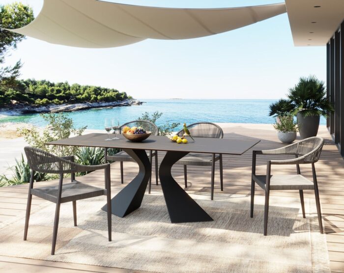MASA DE EXTERIOR GLORIA NEAGRA BLAT CERAMIC 180X90 CM