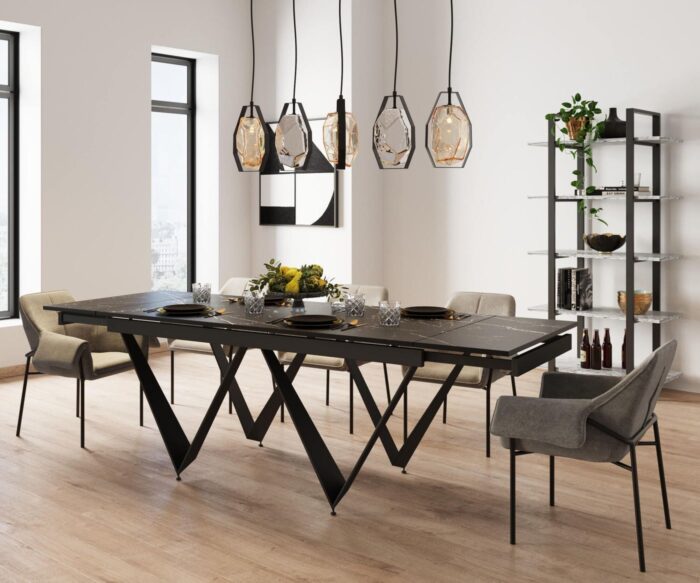 MASA EXTENSIBILA CU BLAT DIN CERAMICA SANDRA 180 X90 CM