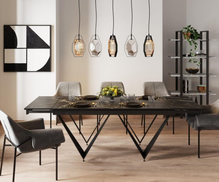 MASA EXTENSIBILA CU BLAT DIN CERAMICA SANDRA 180 X90 CM
