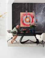 MASA EXTENSIBILA CU BLAT DE STICLA BELLAGIO 180 X95 CM