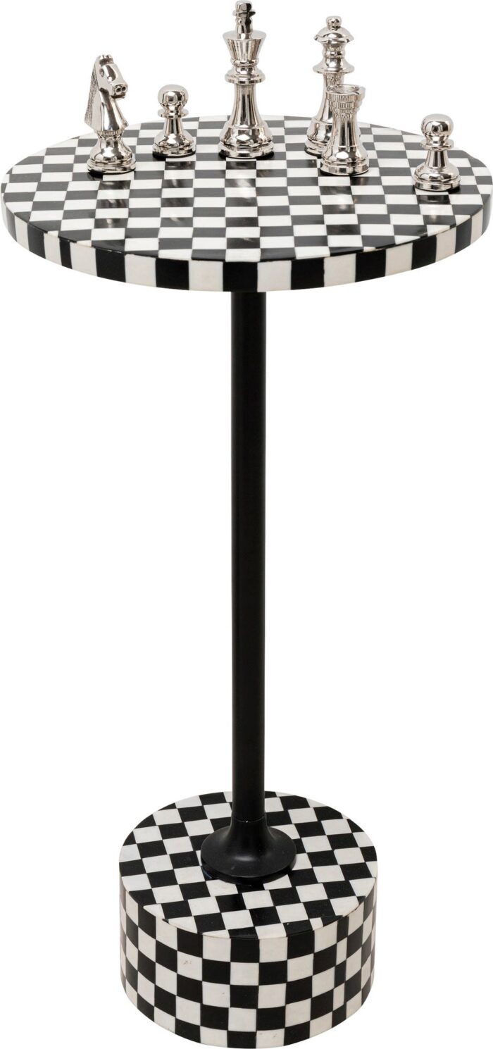 MASUTA AUXILIARA DOMERO CHESS Ø25 CM ALB-NEGRU
