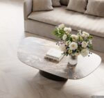 MASA DE CAFEA DIN STICLA OTEL SI CERAMICA 150X86 CM PASO