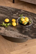 MASA DE CAFEA DIN STICLA OTEL SI CERAMICA 150X86 CM PASO