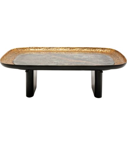 MASA DE CAFEA DIN MARMURA SI ALUMINIU NEAGRA 123X76 CM MALA