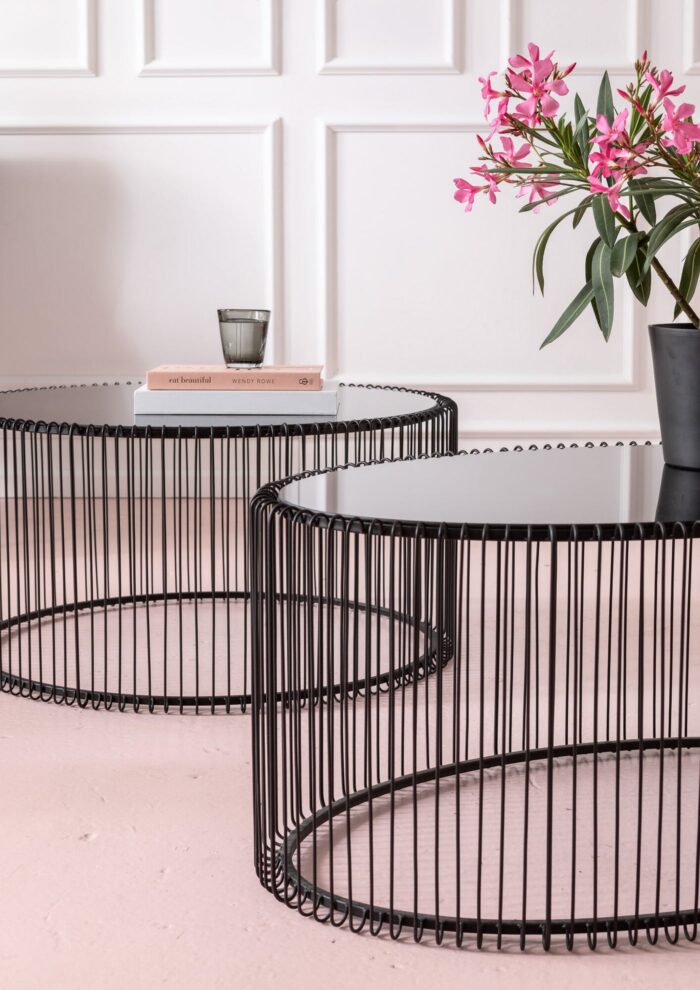 MASA DE CAFEA NEAGRA WIRE UNO 60X90 CM
