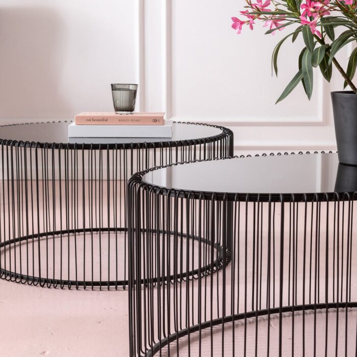 MASA DE CAFEA NEAGRA WIRE UNO 60X90 CM