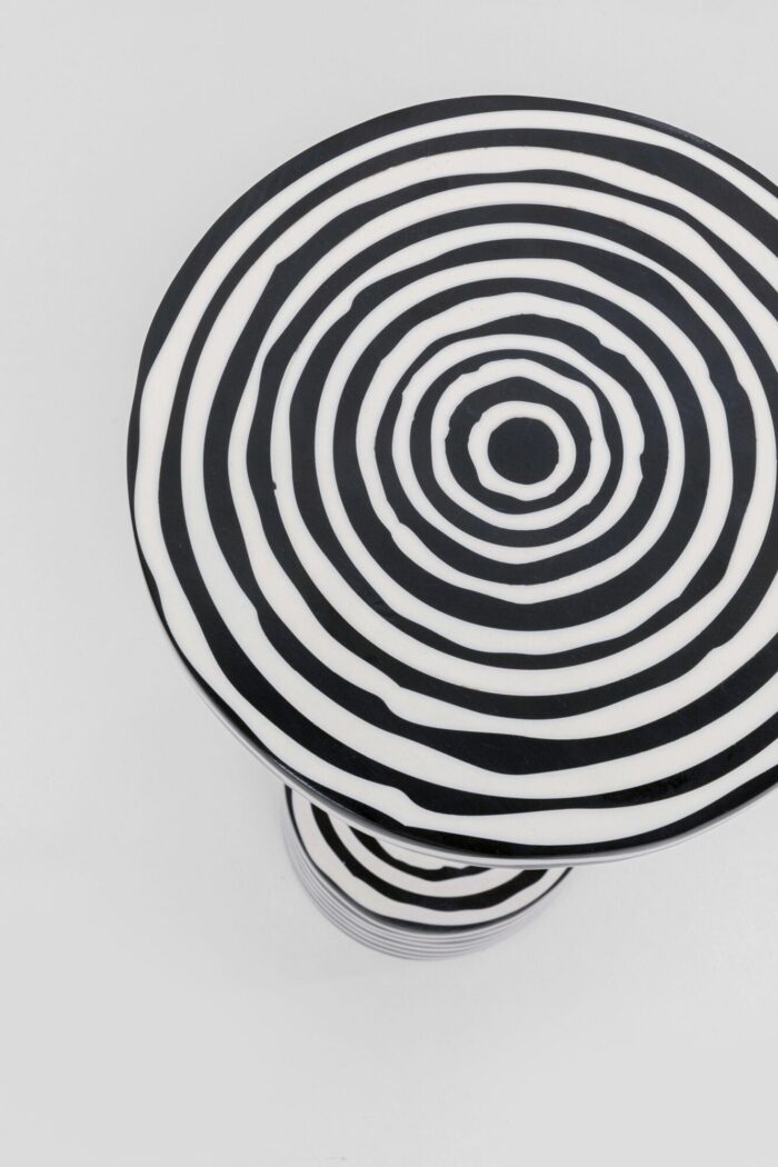 MASUTA LATERALA ROTUNDA ALB-NEGRU Ø25 CM DOMERO SWIRL