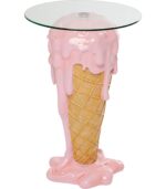 MASA AUXILIARA CU BLAT DE STICLA ICECREAM Ø48 CM