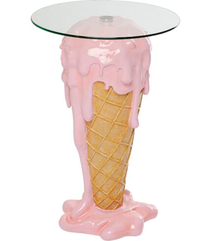 MASA AUXILIARA CU BLAT DE STICLA ICECREAM Ø48 CM