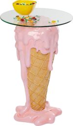 MASA AUXILIARA CU BLAT DE STICLA ICECREAM Ø48 CM