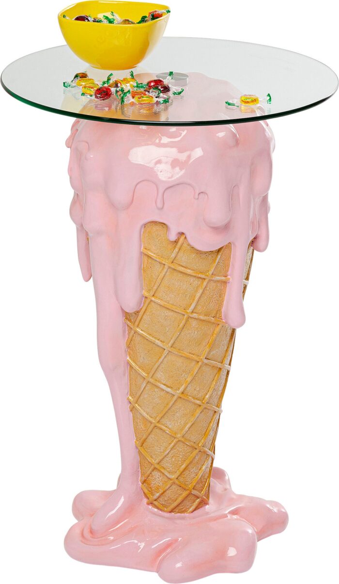 MASA AUXILIARA CU BLAT DE STICLA ICECREAM Ø48 CM
