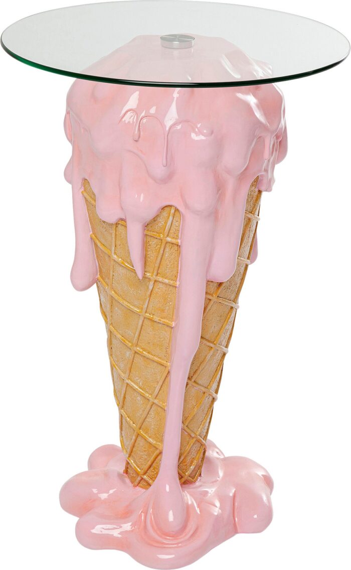 MASA AUXILIARA CU BLAT DE STICLA ICECREAM Ø48 CM
