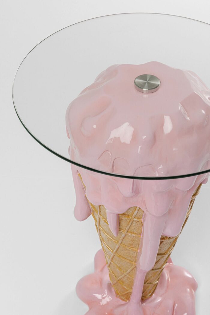 MASA AUXILIARA CU BLAT DE STICLA ICECREAM Ø48 CM