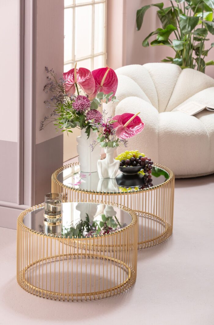 SET 2 MESE DE CAFEA AURII WIRE BRASS