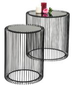 SET 2 MASUTE WIRE NEGRE CU BLAT ROTUND DIN STICLĂ