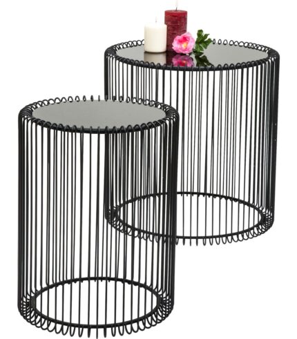 SET 2 MASUTE WIRE NEGRE CU BLAT ROTUND DIN STICLĂ