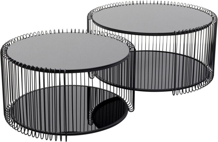 SET 2 MESE DE CAFEA WIRE DOUBLE NEGRU XL
